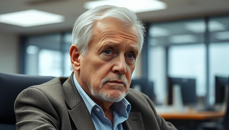 Man in an office, focused expression, discussing tariffs.