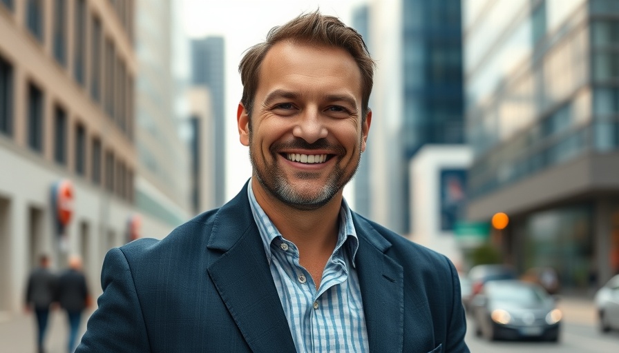 Professional man in an urban setting, representing CMOs role in business strategy.