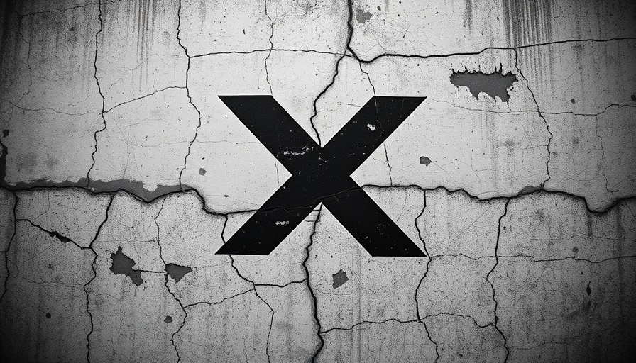 Grunge X logo on weathered wall representing X outages.