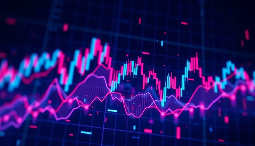 Futuristic stock market trends with neon graphs representing stock market news.