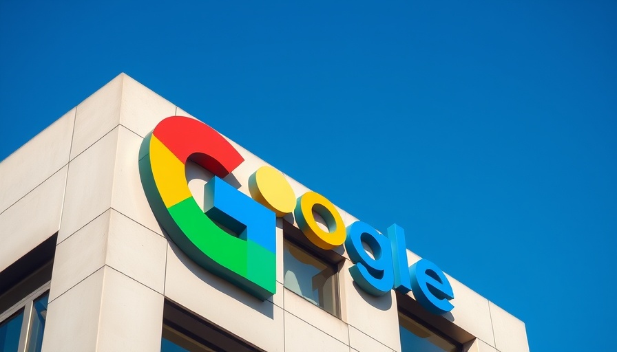 Exterior of building featuring Google logo with blue sky.