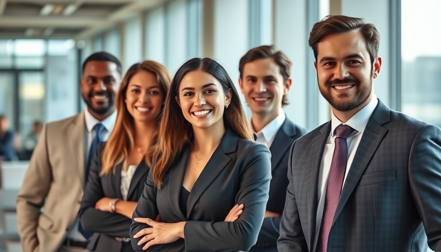 Smiling professionals at Space Forge in a bright modern setting.