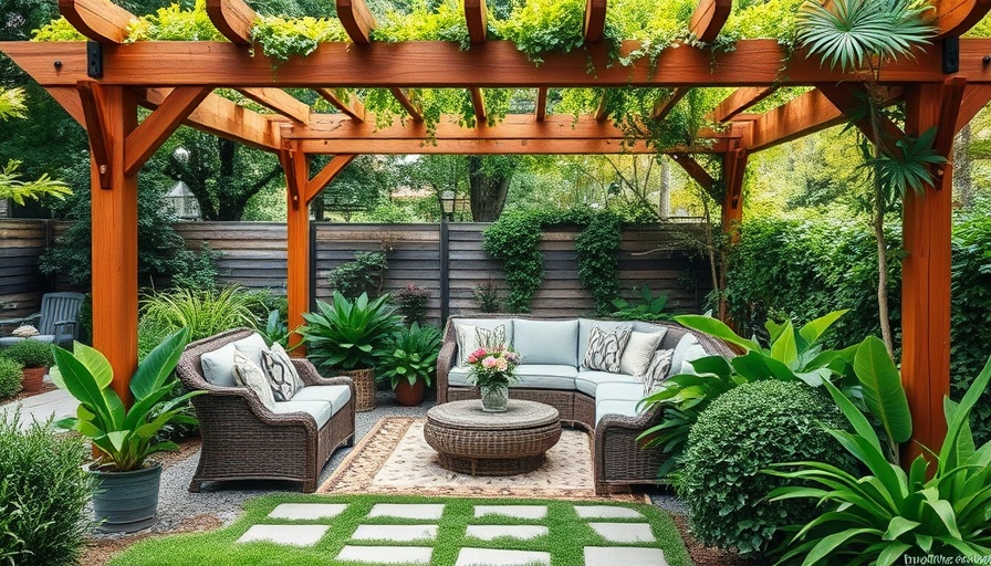 Backyard Makeover on a Budget with arbor and seating area.