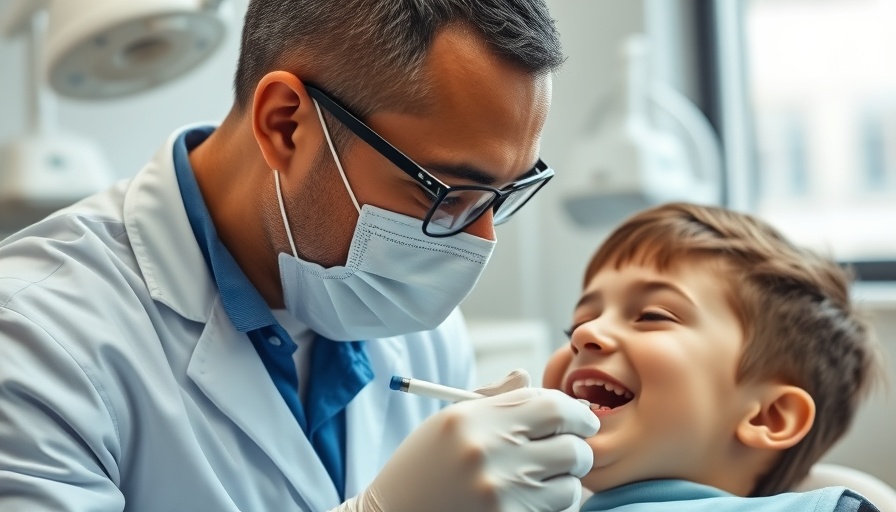 Dental practitioner examining a child in a clinic, highlighting impact of public health budget cuts.