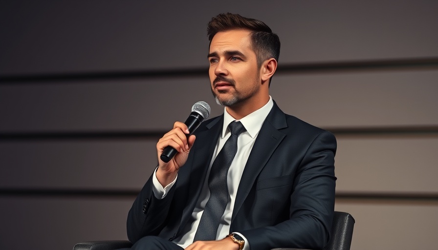 Professional man discusses business startup funding on stage.