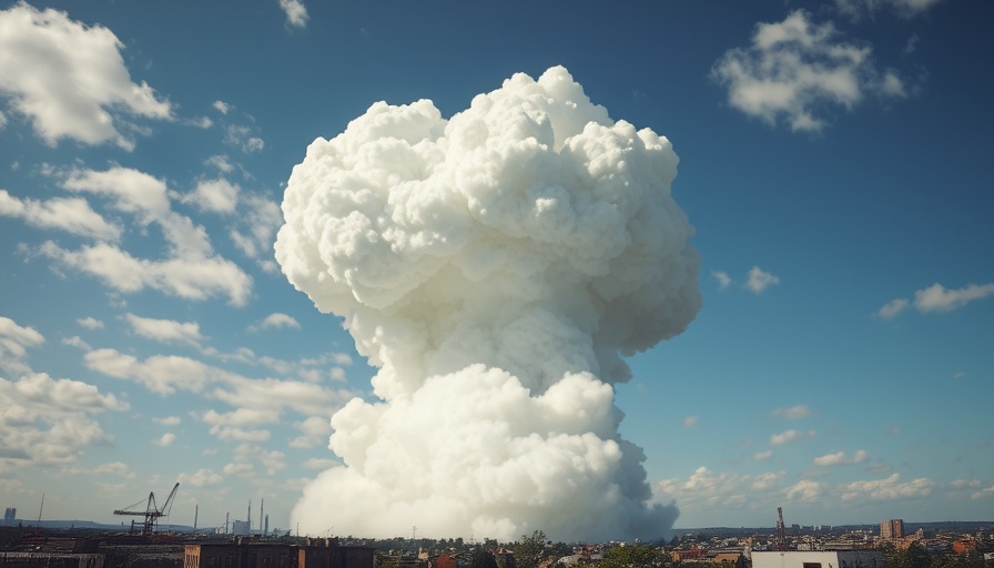 Explosive smoke cloud during Ukraine military offensive, residential area.