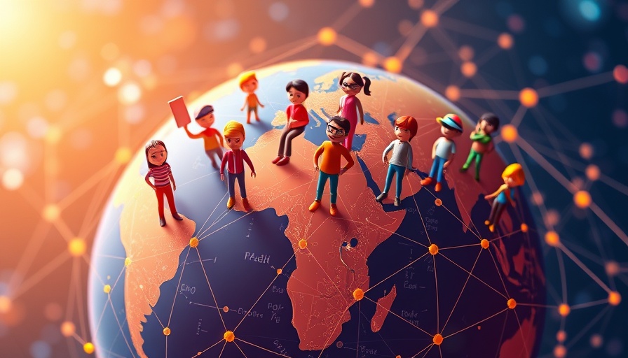 Illustration of global network for remote developer recruiting platform.