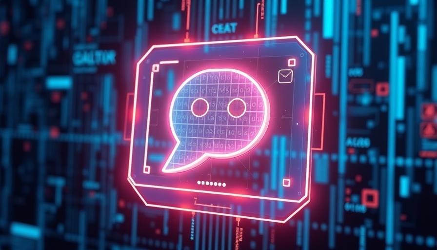 Holographic chatbot icon in a digital matrix, AI chatbots user engagement theme.