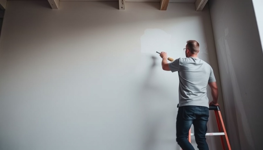 Man painting wall before selling house, minimalistic interior.