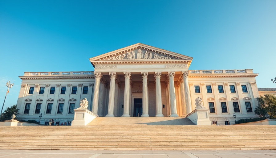 Supreme Court building with columns and clear sky