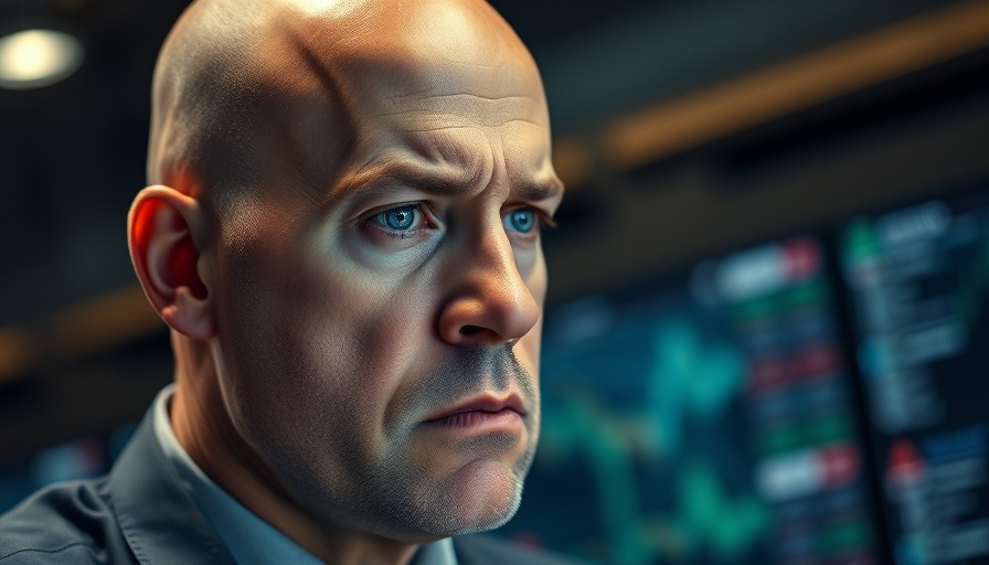 Concerned trader in a dimly lit room showing attention to stock market volatility.