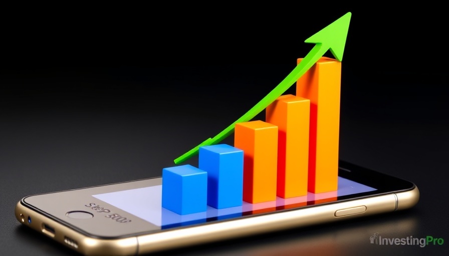 3D bar graph on smartphone with S&P 500, InvestingPro.