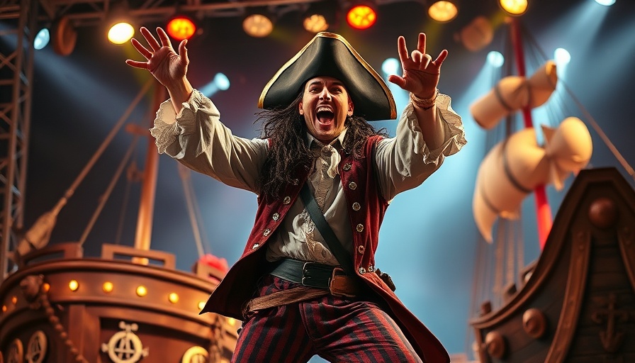 Disney Villains Show performer on nautical-themed stage.