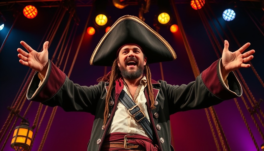 Disney Villains Unfairly Ever After: Pirate captain on vibrant stage.