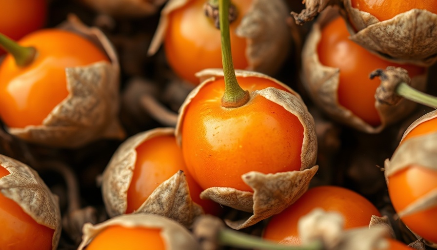 Ripe ground cherries with husks, vibrant and natural.