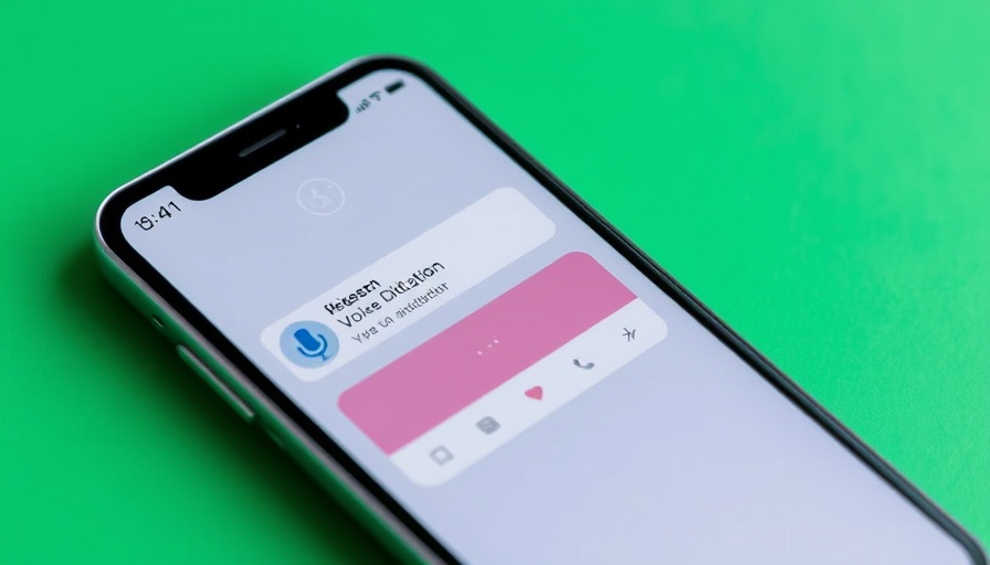 Smartphone using dictation technology for startups in a messaging app.
