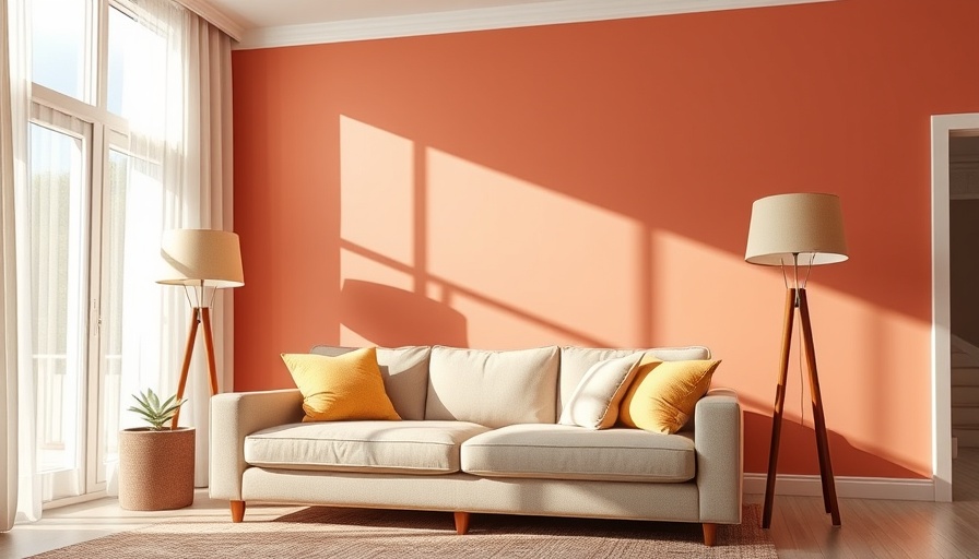 Contemporary room with warm colors and soft lighting options without overhead lights.