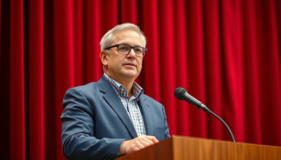 Nobel Prize Winning Scientist giving a presentation at a podium.
