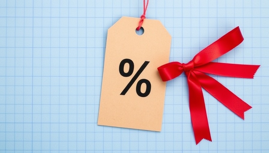 Interest rates concept with percentage tag and red ribbon.