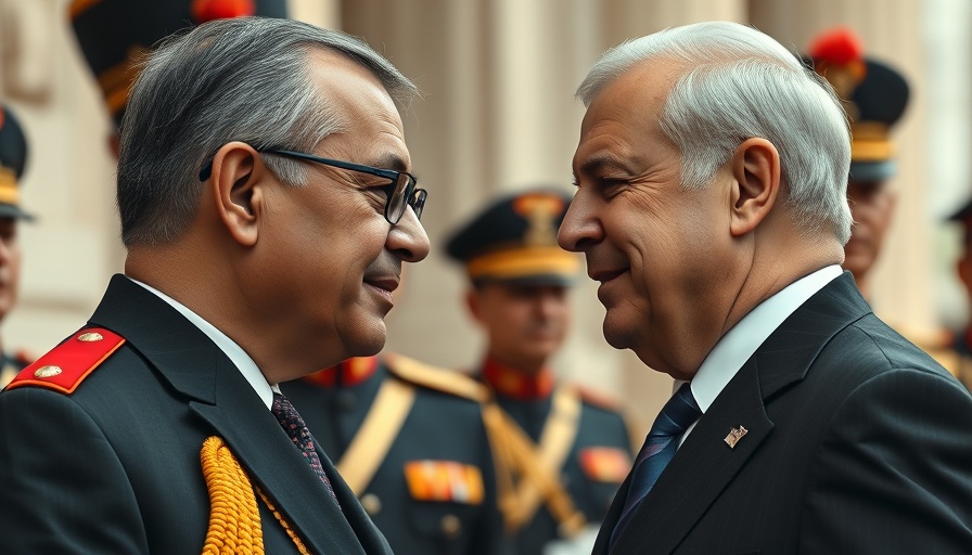 World leaders discussing trade policy, formal setting with uniformed guards.