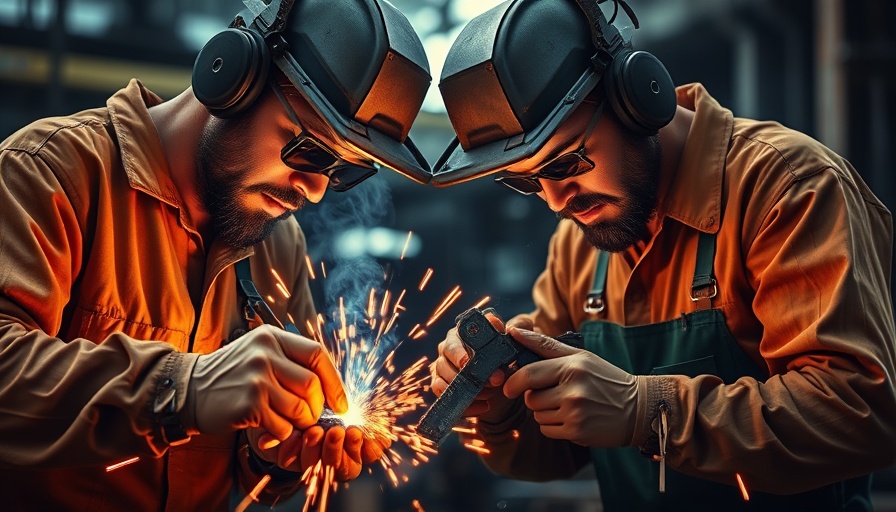 Steelworkers welding, illustrating Trump's steel tariffs exemption for Britain.