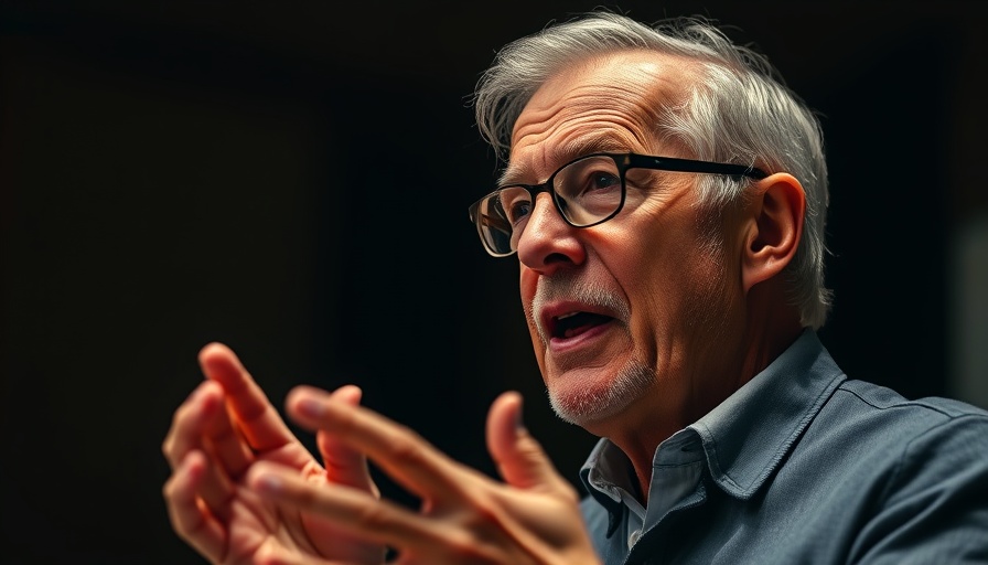 Elderly man in glasses discussing, related to Nvidia chip market write-off.