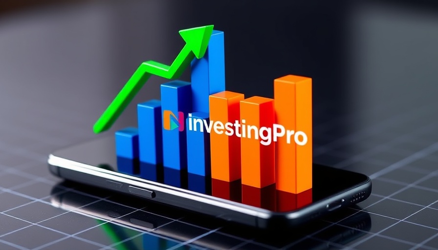 Colorful 3D bar chart with upward arrow on smartphone.