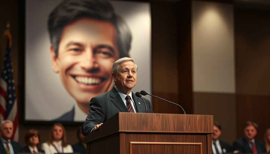South Korea election fairness speech with politician and poster.