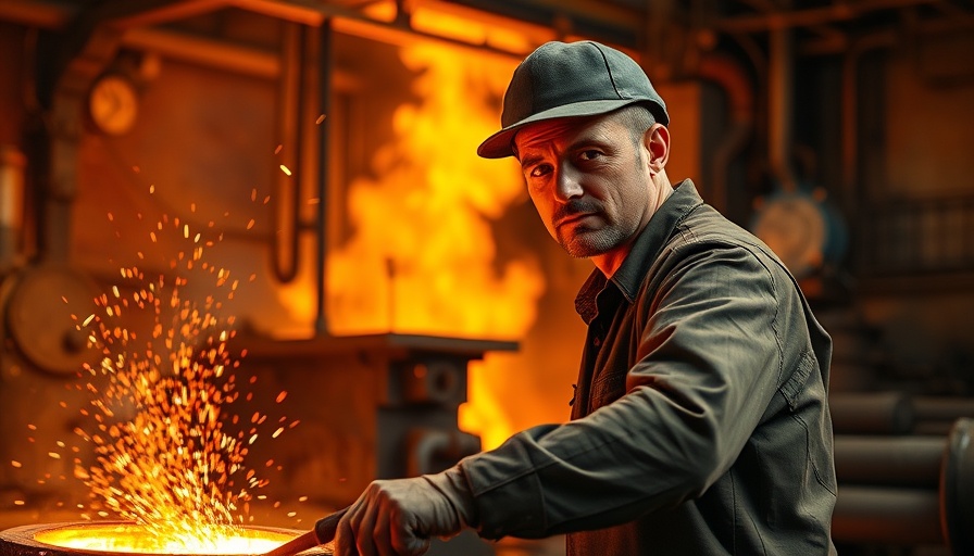 Industrial worker handling molten metal, illustrating Trump tariffs impact on business strategies.