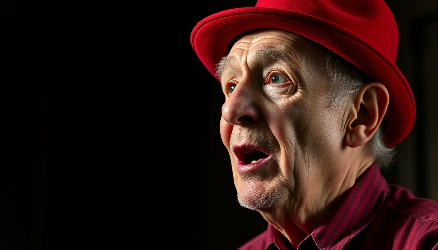 Man in a red hat urging Fed rate cut, dramatic lighting.