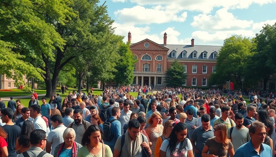 Columbia University bustling campus scene with vibrant activity.