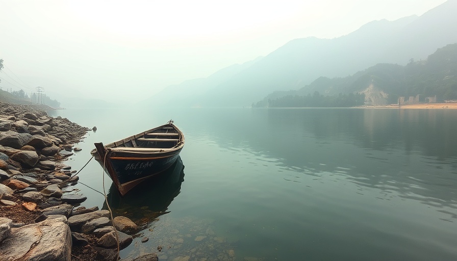 India-Pakistan water pact river scene with boat and mountains