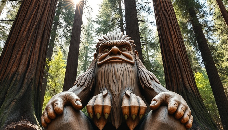 Wooden troll under redwoods in Bay Area park, June 6-8 events.
