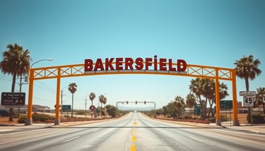 Bakersfield sign on a sunny day highlighting homes for sale.