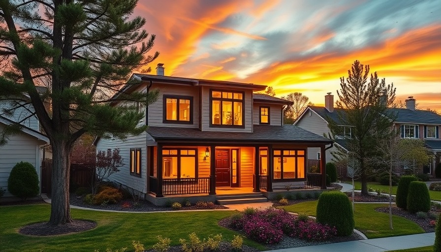 Modern house at dusk with lush landscaping. Questions to ask when buying a house.