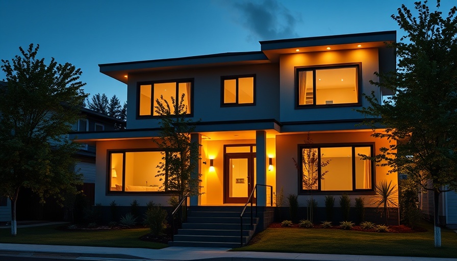 Modern house exterior at twilight with landscaped garden, questions to ask when buying a house
