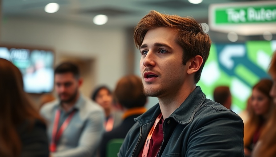 Tech conference speaker addressing audience, HR tech startup allegations.