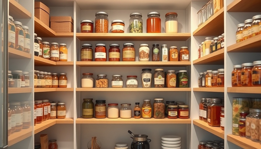 Well-organized kitchen cabinet with neatly arranged jars and items.