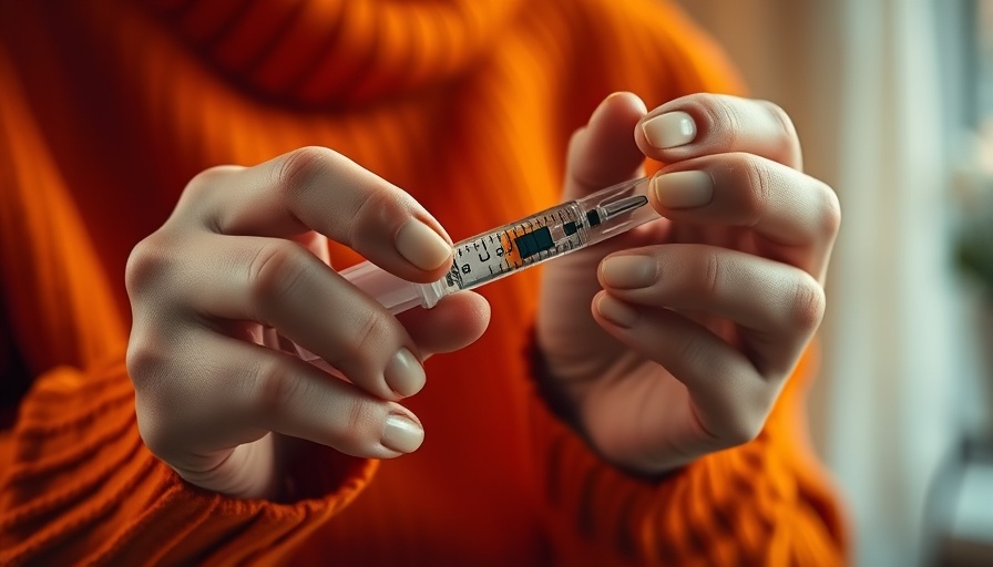 Close-up of hands with a medical injection pen, related to weight-loss drugs.