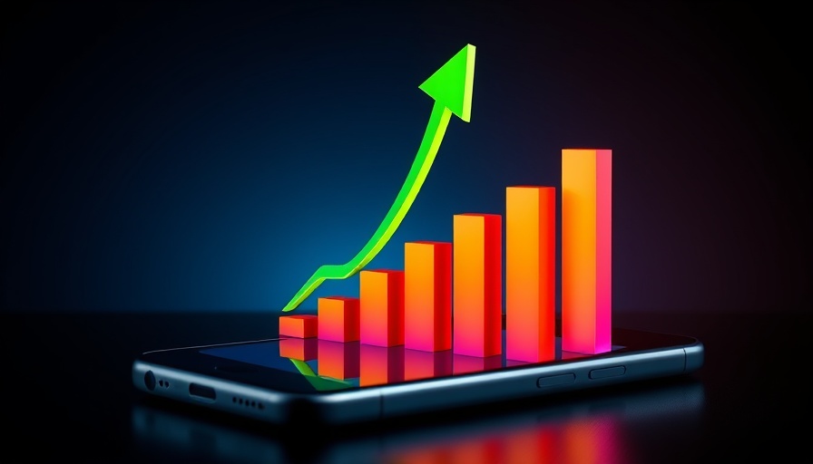 Illustration of financial growth with bar graphs and smartphone.