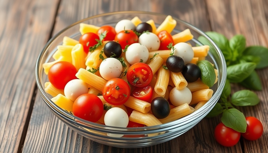 Delicious easy pesto pasta salad with cherry tomatoes and mozzarella.