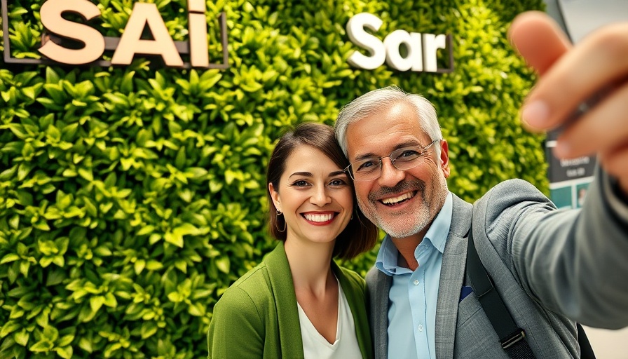 Singapore's blended finance initiative: professionals taking selfie in green office.
