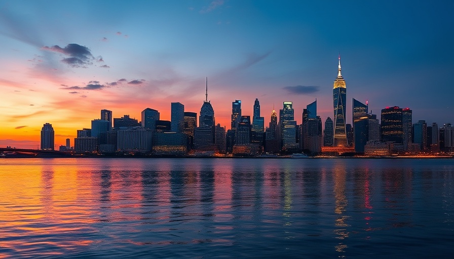 City skyline at sunset highlighting pros and cons of living in New Jersey.