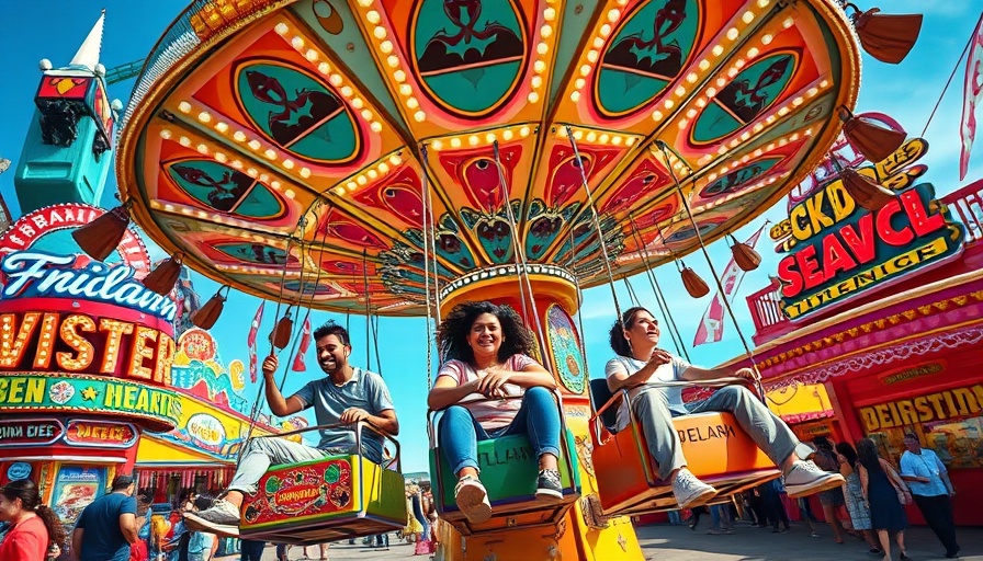 Colorful fair ride with people at Cultural Festivals and Fairs.