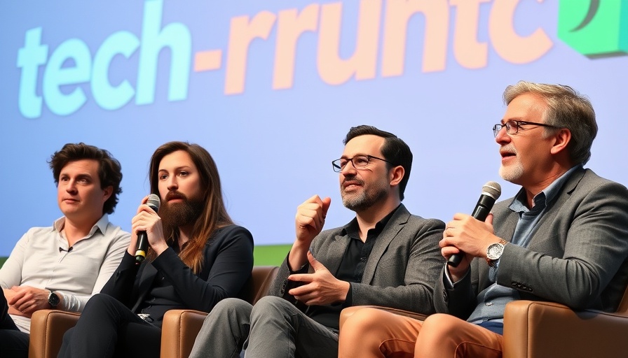 Panelist discussion on stage at a tech conference, investing in growth-stage AI startups.