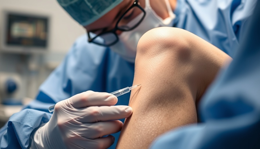 Knee stem cell injection procedure in medical setting.