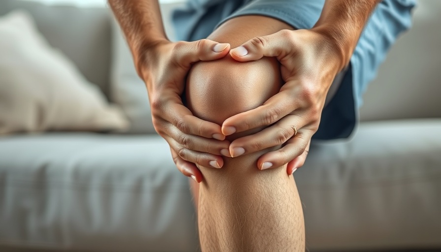 Hands supporting injured knee, exploring relief with medical marijuana.
