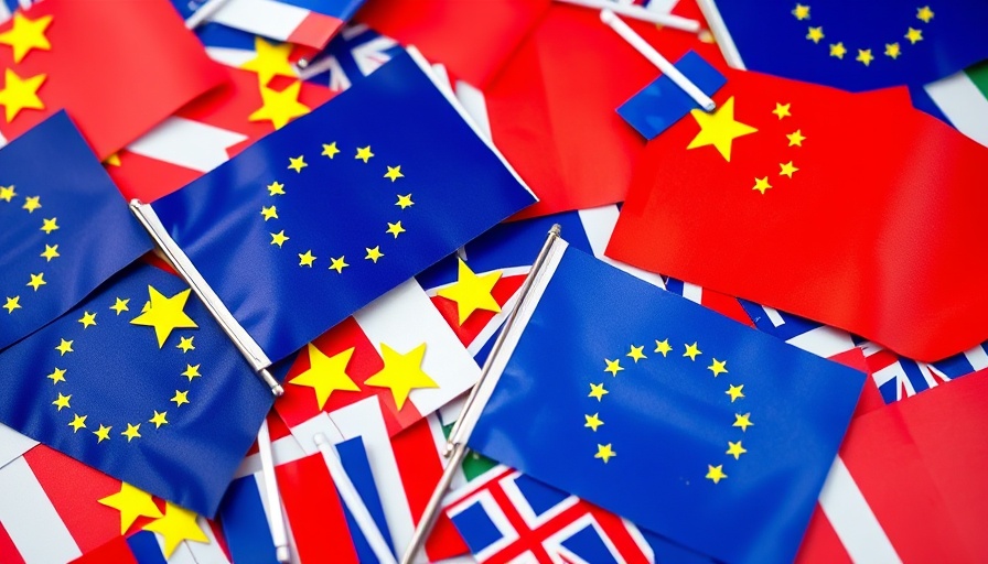 European Union and China flags symbolizing international relations.