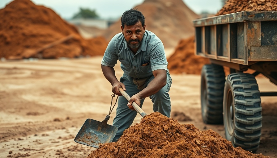 Worker shoveling soil at a construction site, China Export Control Strategies.