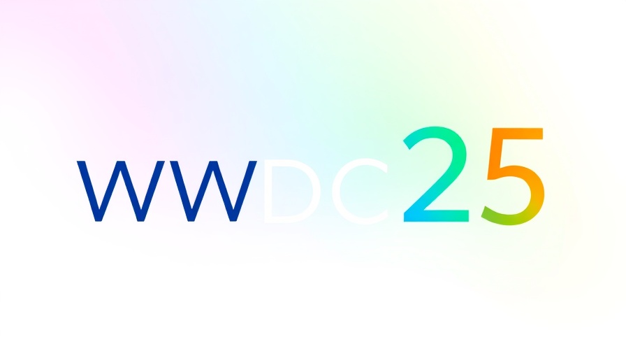 WWDC25 logo with rainbow gradient on white background.